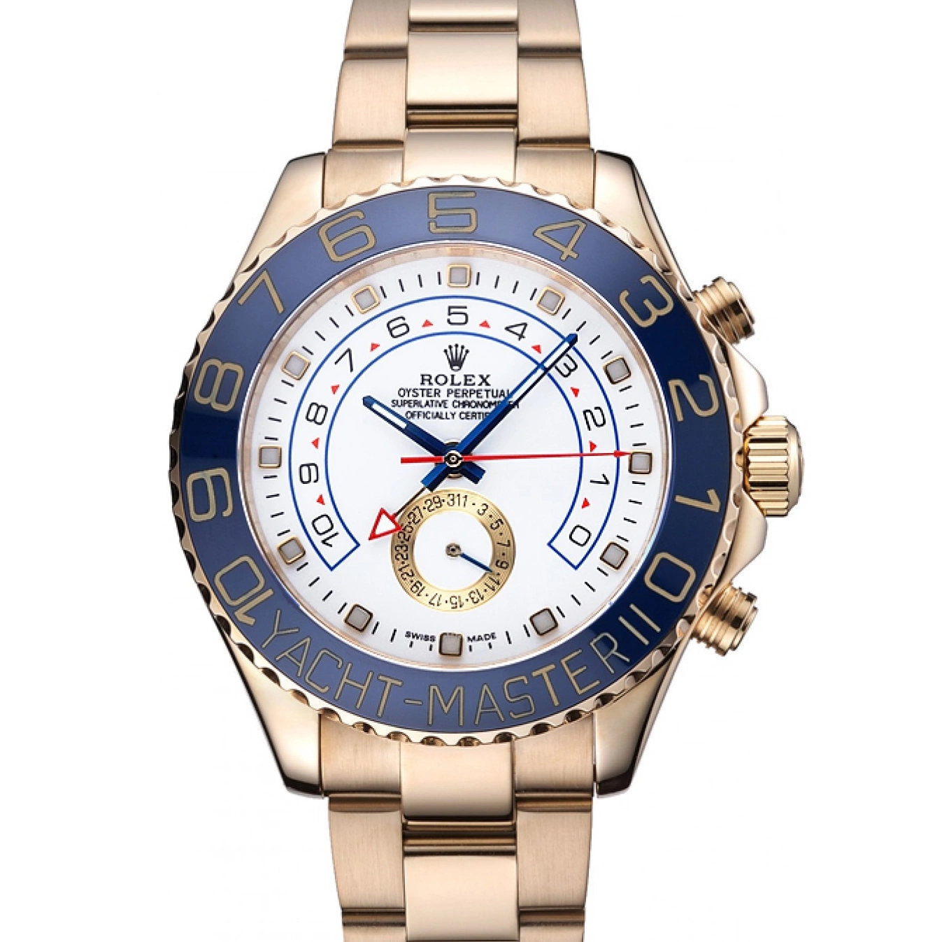 Rolex aaa copy Rolex 622271 Bezel Gold Dial Bracelet White II Blue Yachtmaster 0525